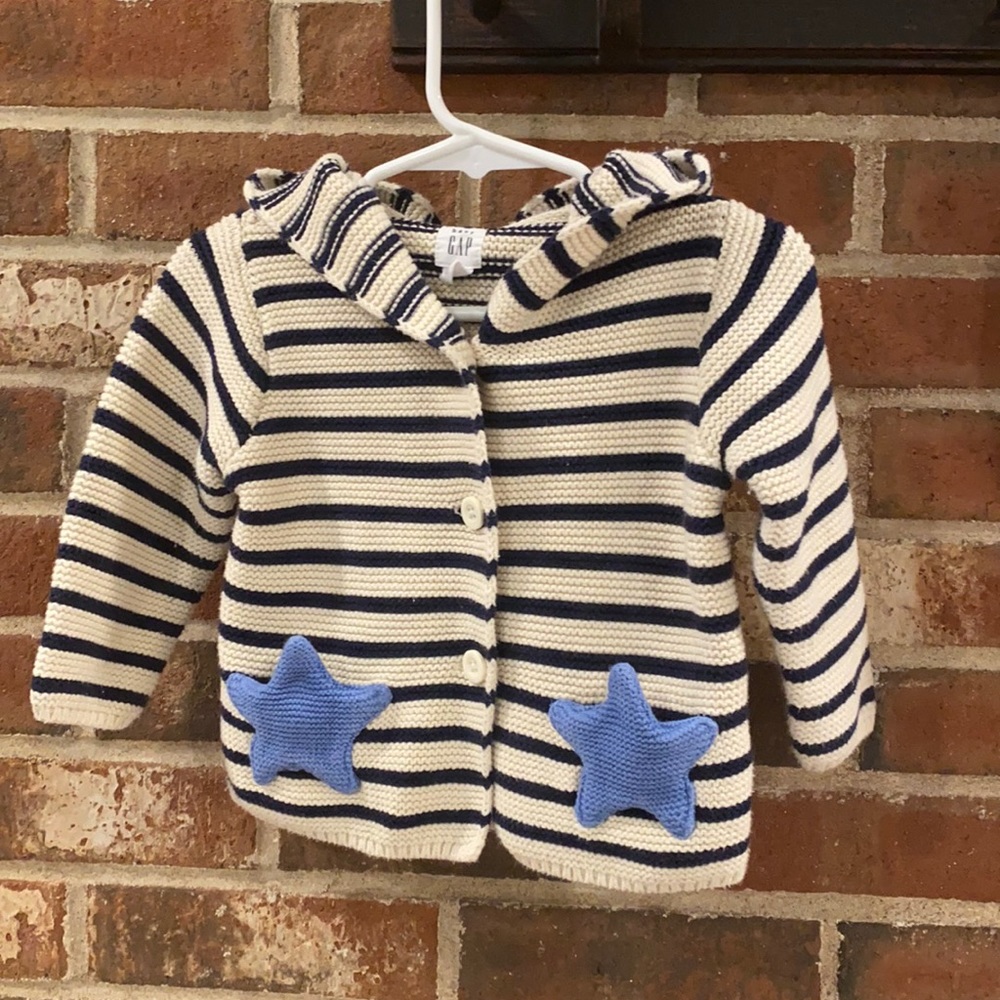 Baby Gap knit nautical hoodie with bear ears